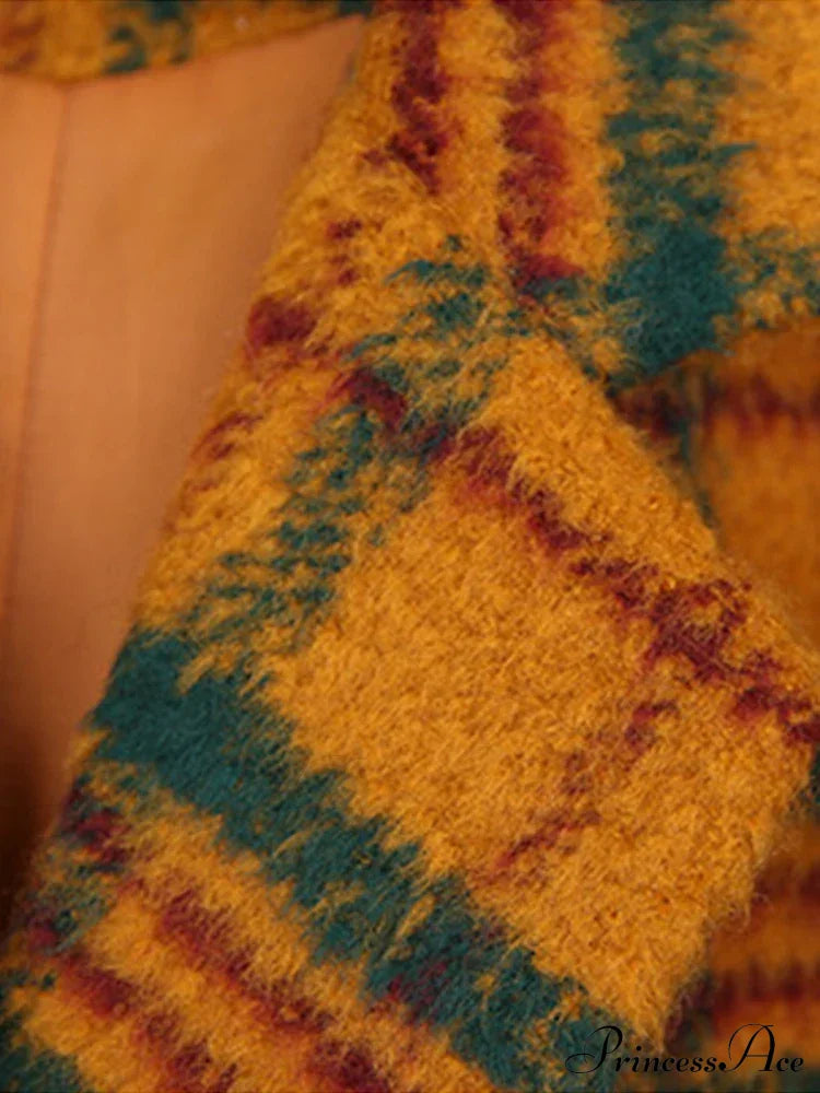 Autumn Winter Long Loose Retro Colorful Woolen Double Breasted Luxury Designer Stylish Coat image 2
