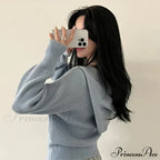 Autumn Winter Long Sleeve Short Loose Solid Knitted Zipper Cardigan image 6