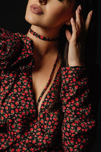 Lace Up Waist Deep V Neck Side Slit Floral Dress image 5
