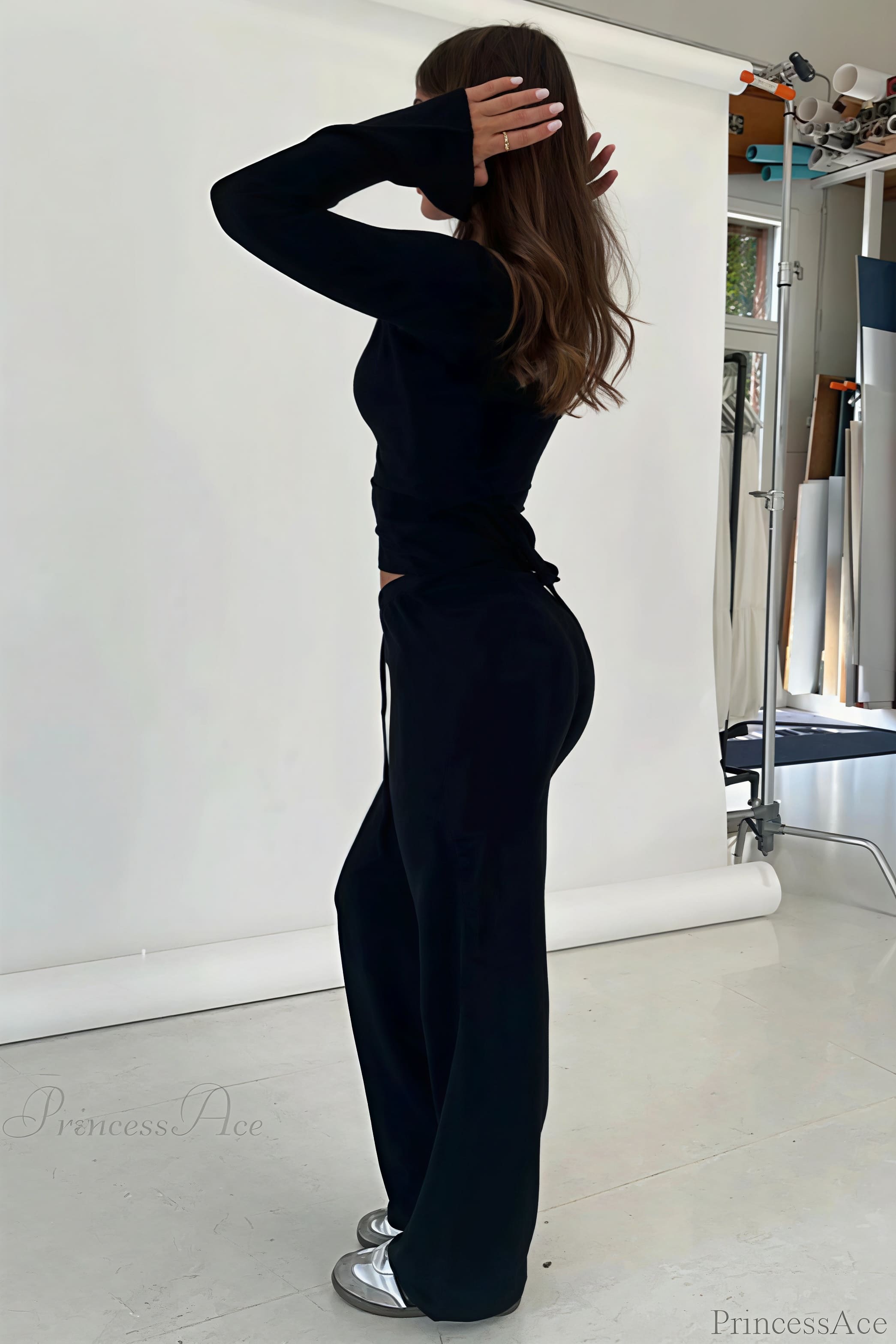Y2K Sexy V-Neck Fitted Top Casual Pants Two Piece Set image 12