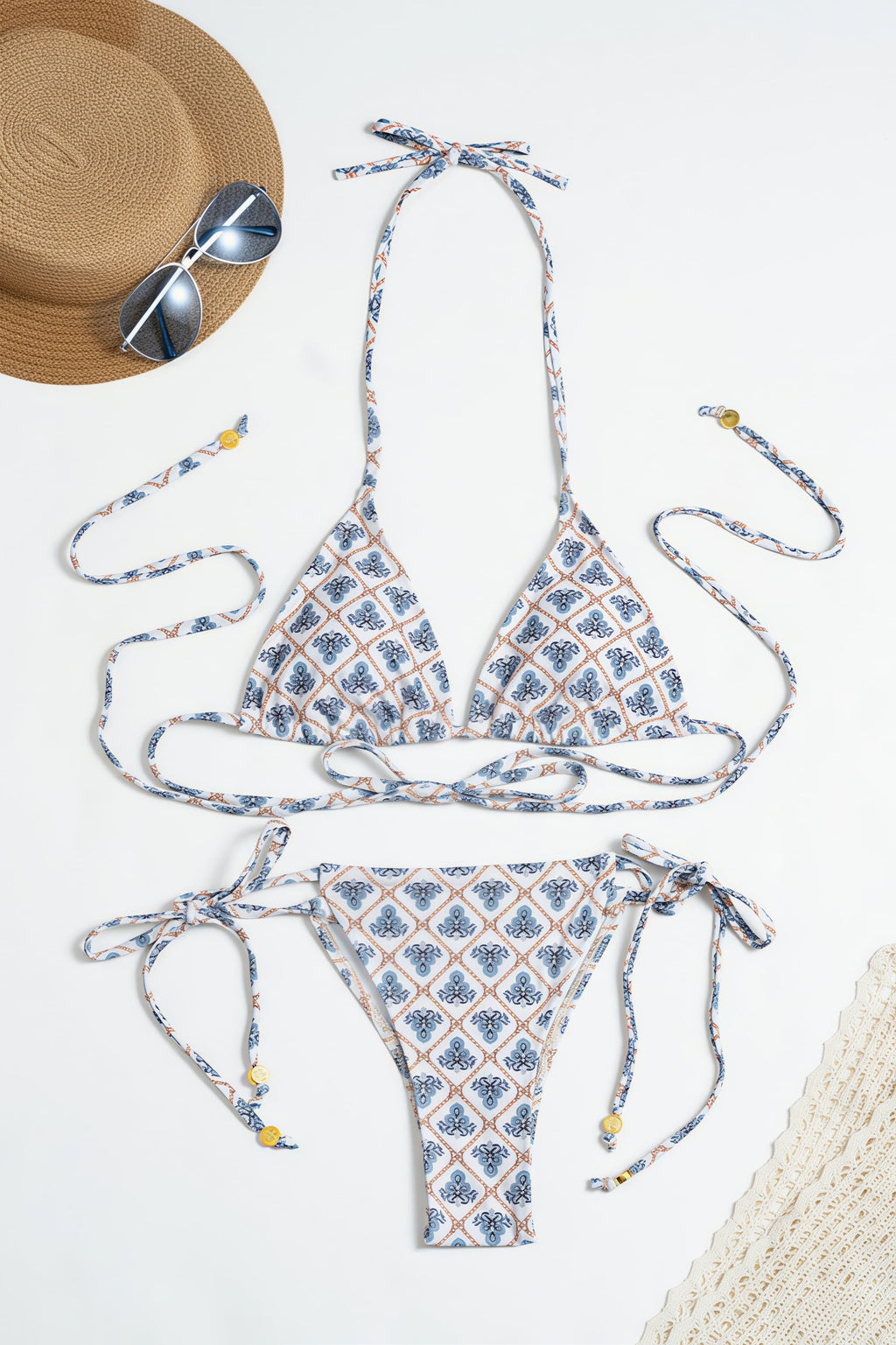 Chic Checkered Tie Back Low Rise Bikini Set image 4