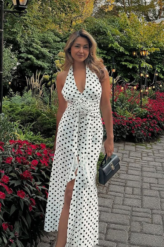 Polka Dot Sleeveless Bodycon Mermaid Maxi Dress image 4