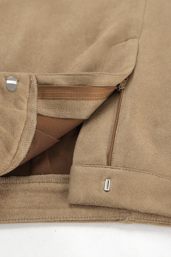 Vintage High-Waist Suede Maxi Skirt image 4