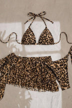 Leopard Ruffle Skirt Three Piece Swim Set image 3