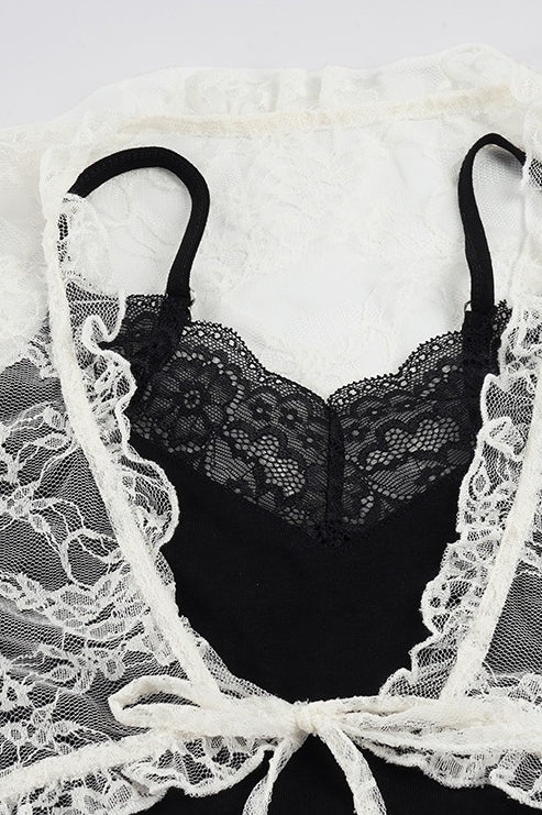 Lace Patchwork Mesh Twin Set Blouse image 5