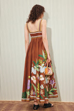 Floral Stripe Long Casual Boho Dress image 3