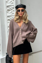Vintage V Neck Loose Knit Cardigan Sweater image 6