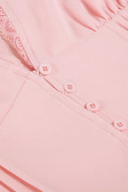 Lace Patchwork V Neck Puff Sleeve Blouse image 8