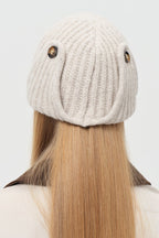 Solid Wool Blend Irregular Button Knitted Hat image 5