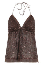 Sexy Mesh Sequin Backless Halter Top image 5