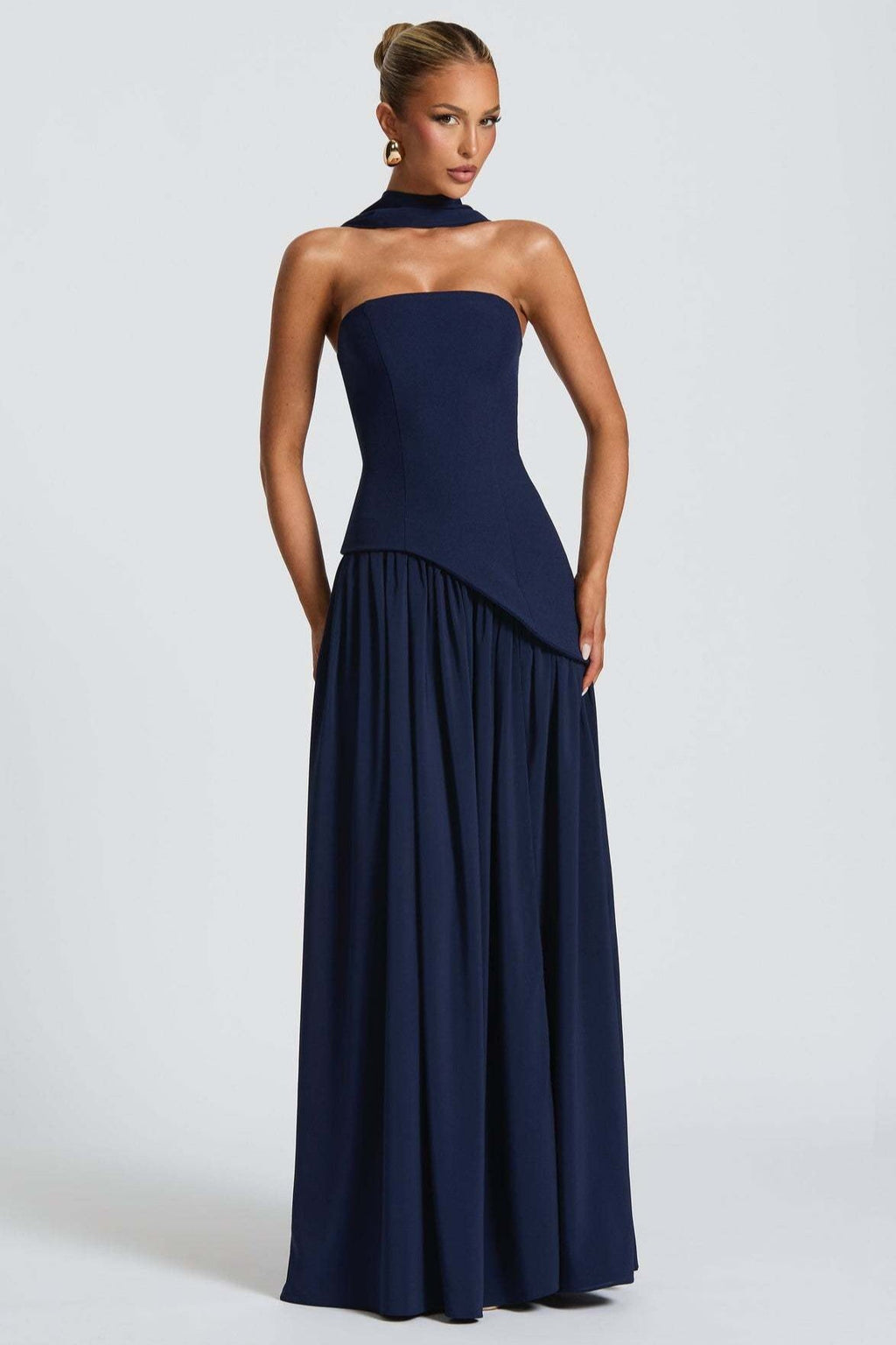 Solid Bustier High Slit Formal Dress image 17