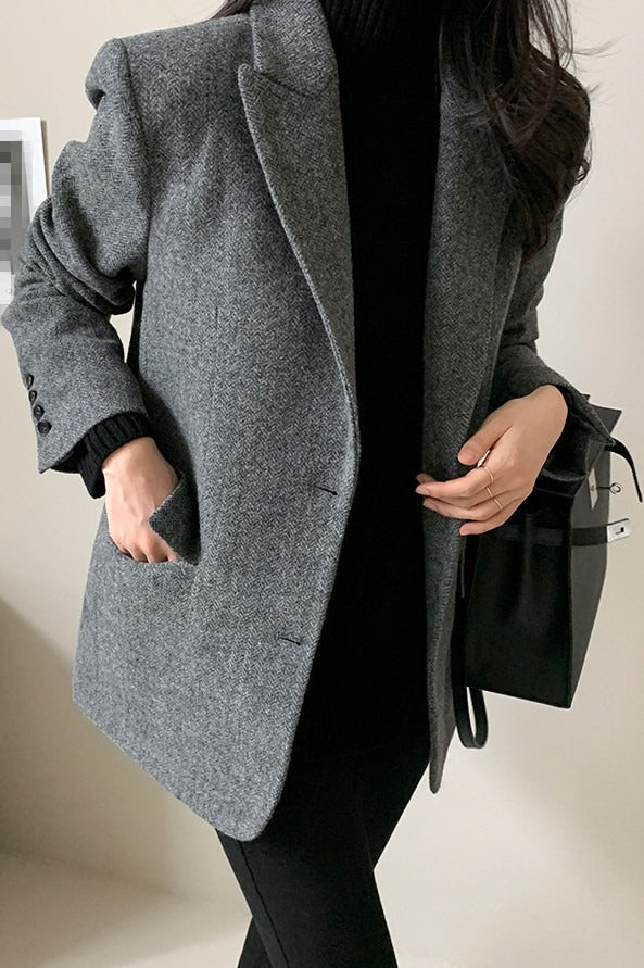 Wool Blend Solid Color Blazer image 8