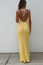 Backless Solid Color Casual Maxi Dress image 4