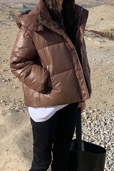 Cropped Plush Lined Oversized Puffer Jacket image 4