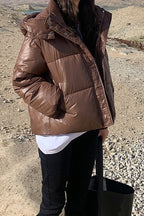 Cropped Plush Lined Oversized Puffer Jacket image 4