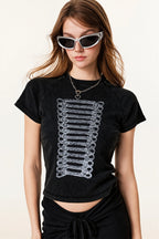 Street Style Vintage Washed Print T-shirt image 4