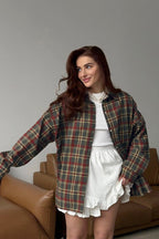 American Style Plaid Mid-Length Blouse image 6