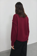 High Neck Patchwork Knit Sweater image 6