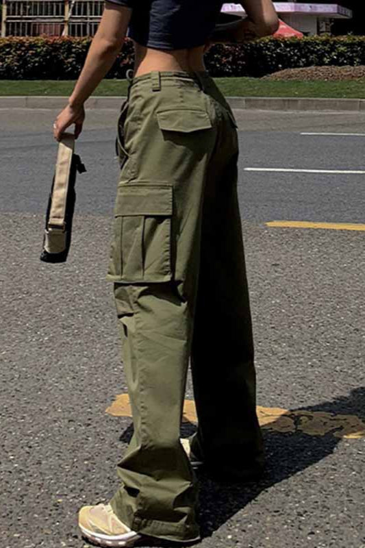 High Waist Slim Fit Straight Leg Cargo Pant image 4