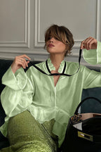 Sheer Flare Sleeve Chic Sexy Blouse image 7