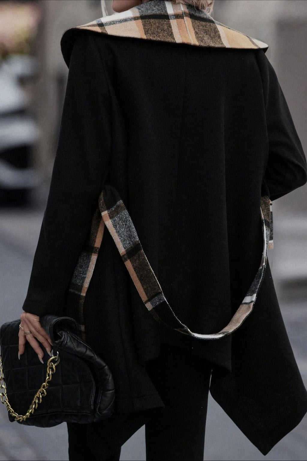 Plaid Patchwork Belted Wool Coat image 4