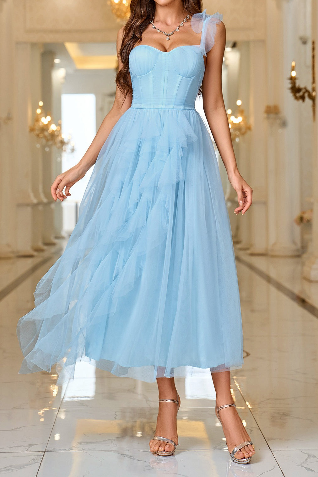 Layered Sheer Panel Sleeveless Cocktail Dress image 3