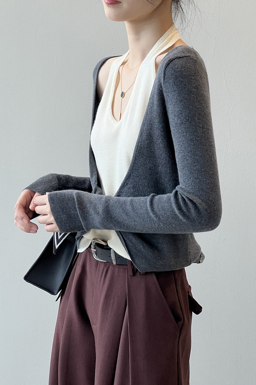 Patchwork Layered Halter Long Sleeve Tee image 5