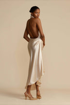 Elegant Satin Slit Backless Party Dress image 6