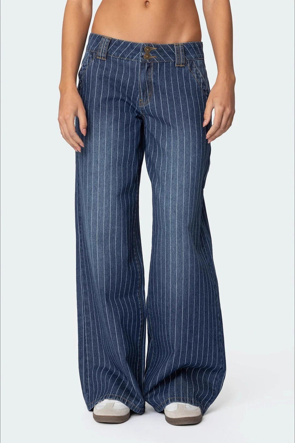 Striped Low Rise Wide Leg Jeans image 1