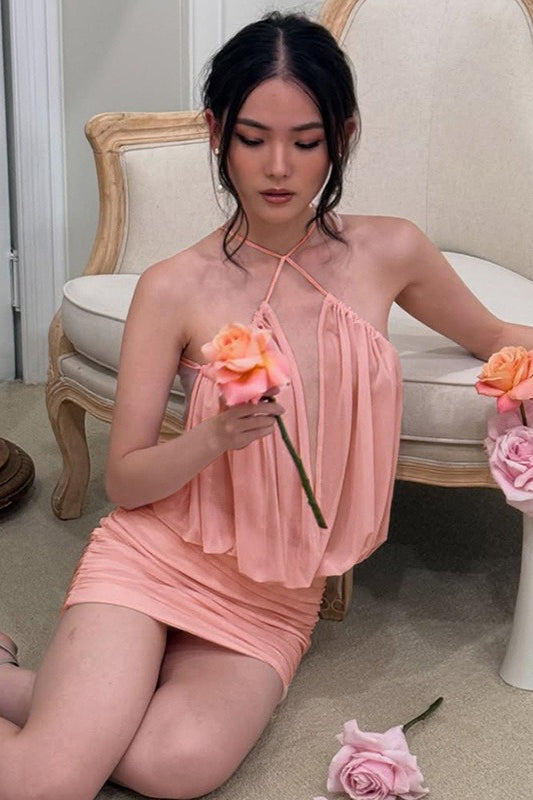 Sexy Halter Backless Bodycon V Neck Mini Dress image 6