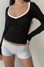 Slim Fit V-Neck Knit Top image 1
