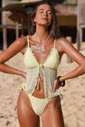 Solid Double Layer Lace Two Piece Swim Set image 3
