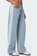 Lace Up Side Stripe Wide Leg Jeans image 3