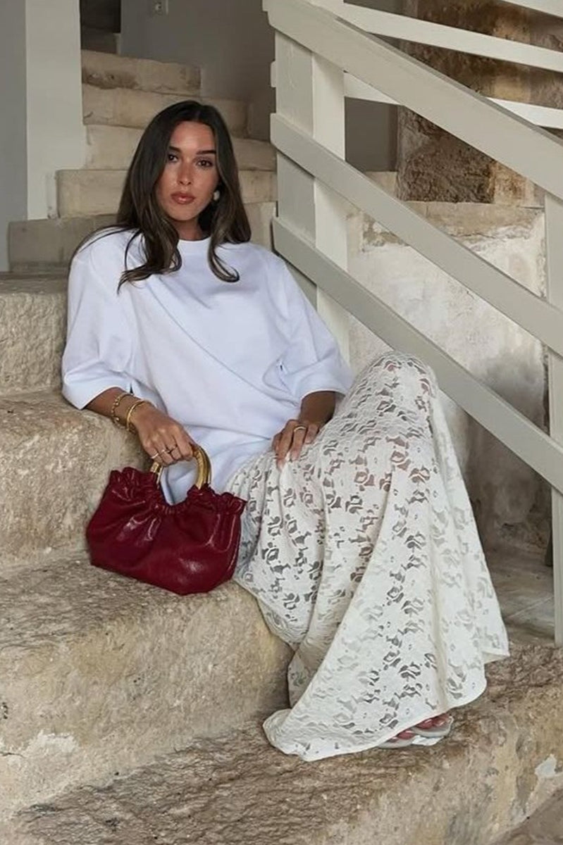 Vintage Lace Jacquard Sheer Low Waist Maxi Skirt image 4