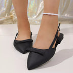 Adele Slingback Sandals detail view styled for Avrienne