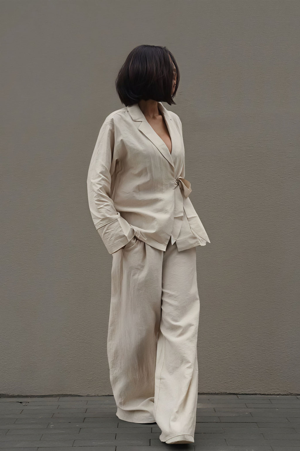 Tie Front Cardigan Loose Pants Two Piece Set image 5