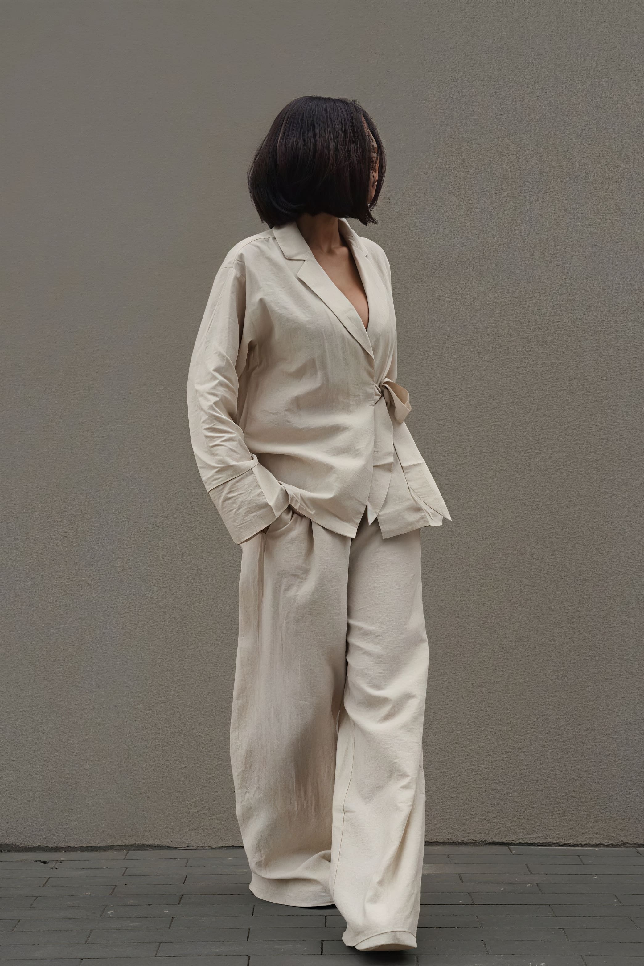 Tie Front Cardigan Loose Pants Two Piece Set image 5