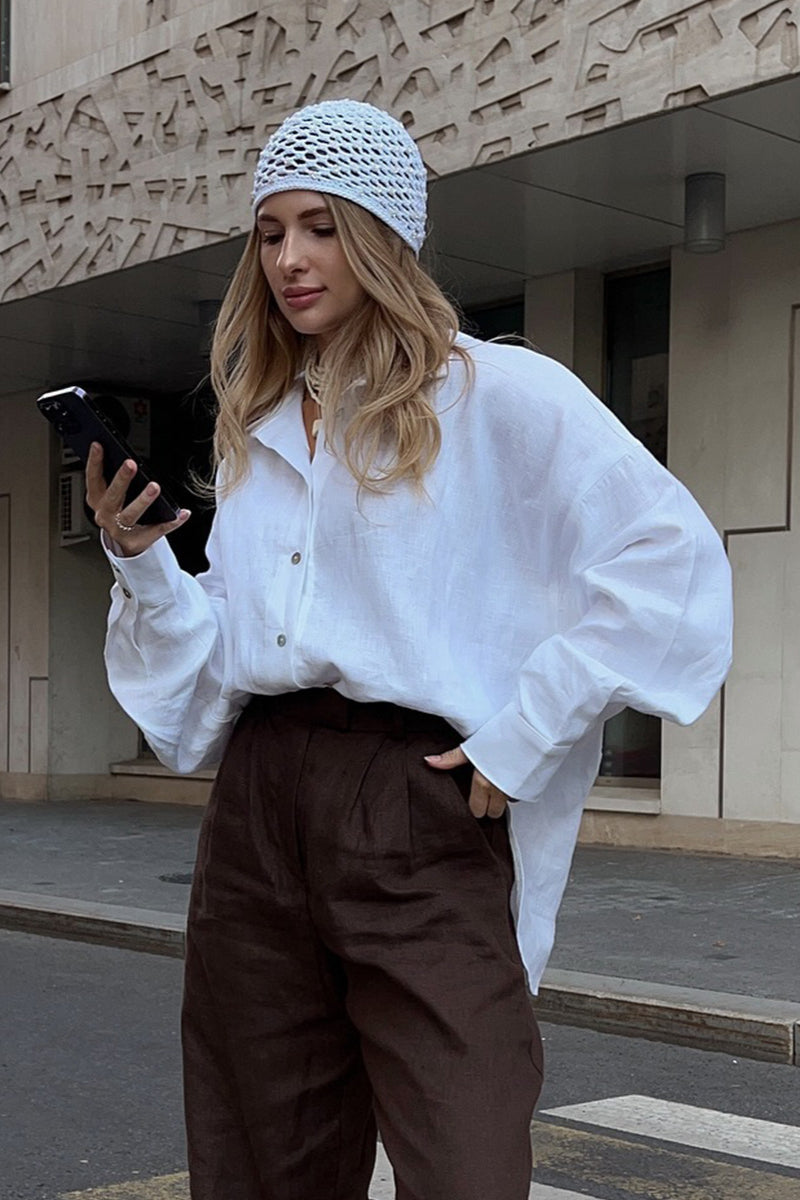 Casual Loose Fit Solid Color Blouse image 2