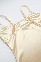 Elegant Fitted Satin Mesh Cami Maxi Dress image 4