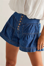 Ruffled Hem A line Denim Casual Shorts image 8