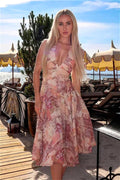 Elegant Floral Print Halter High Waist Floral Dress image 1
