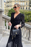 Polka Dot Print V-Neck Long Sleeve Maxi Dress image 1