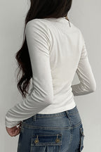 Lace Tie Ruched Bust Long Sleeve T-shirt image 5
