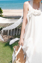 Halter Elegant Slim 3D Floral Maxi Dress image 5