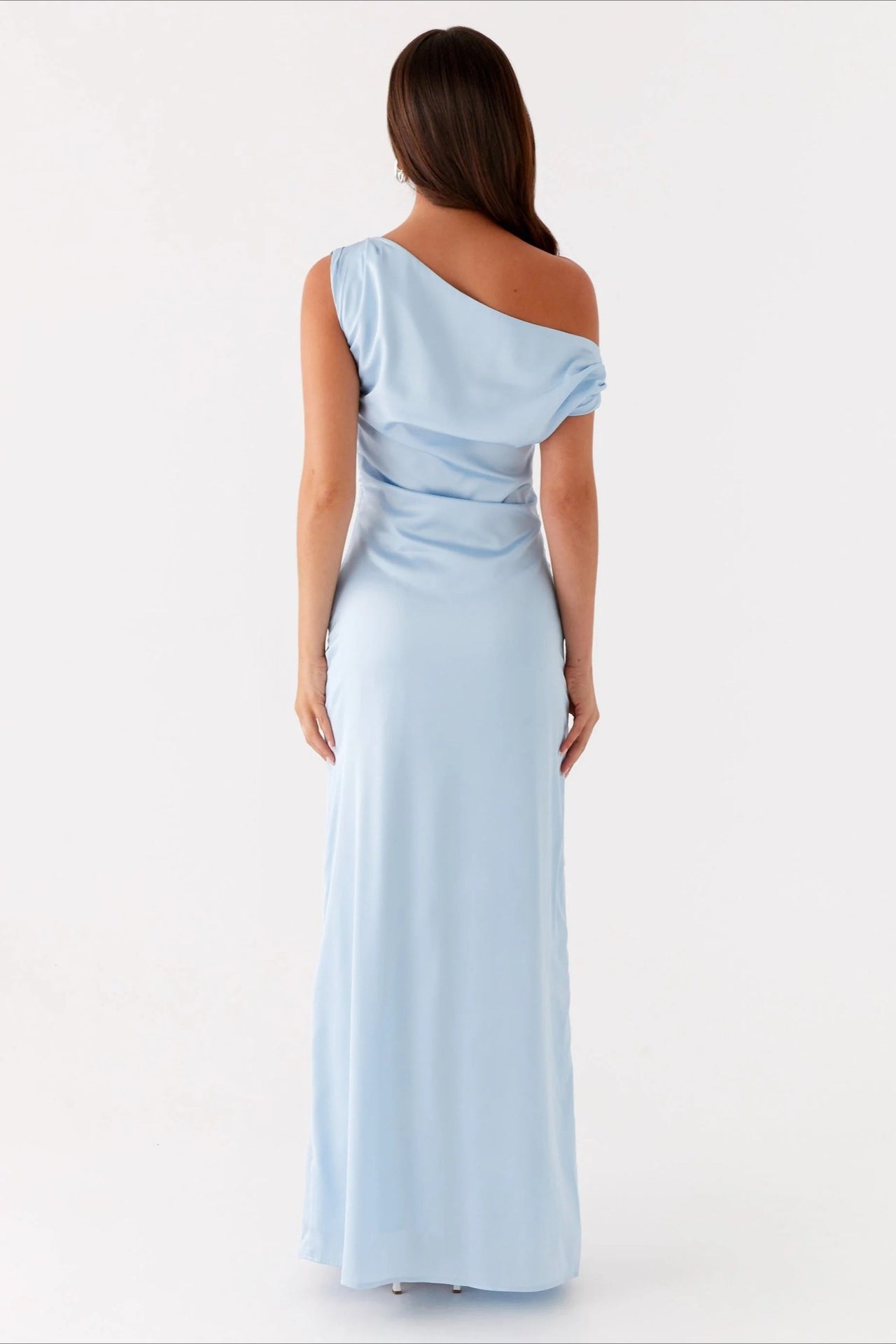 Solid Asymmetric Neckline Formal Dress image 4