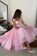 Soft Mesh Waist Flared Prom Dress image 5