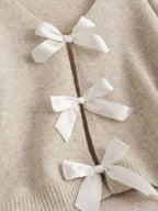 Dahlia Bow Knit Cardigan detail view styled for Avrienne