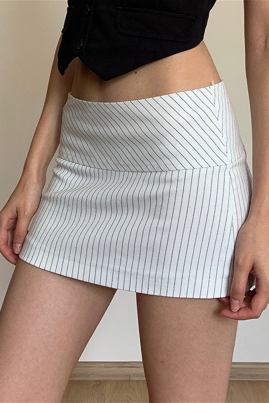 Low Waist Striped Zip Bodycon Mini Skirt image 2