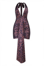 Sexy Leopard Deep V Halter Backless Tie Mini Dress image 7