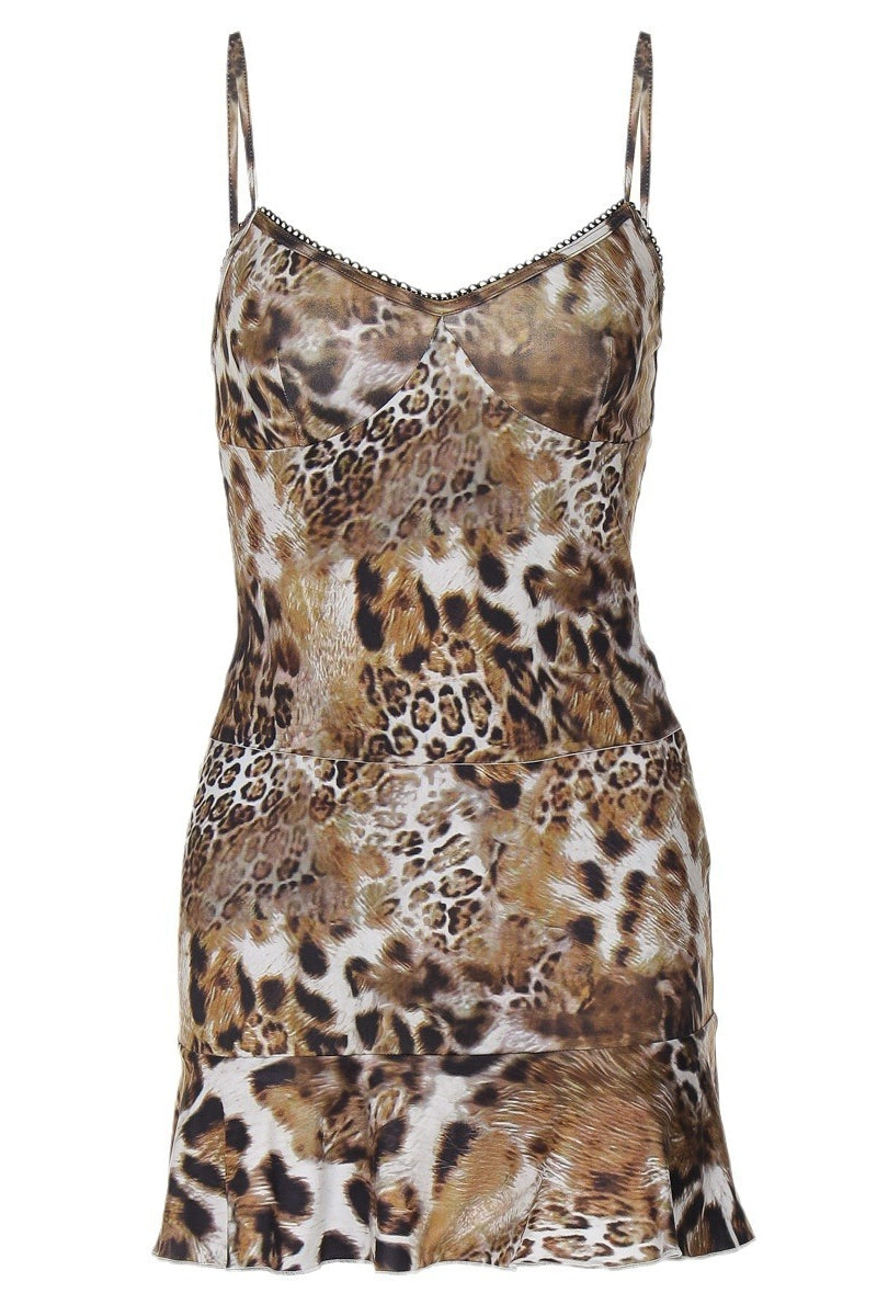 Y2K Leopard Print Cami Mini Skirt Set image 5